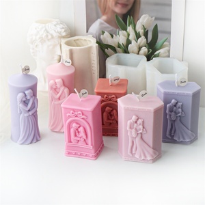 Muffa di candela nuziale pilastro sposa coppia di <span class=keywords><strong>sposini</strong></span> sposa sposo in Silicone con stampo a forma di candela da damigella d'onore regalo in gesso - Product Image 1