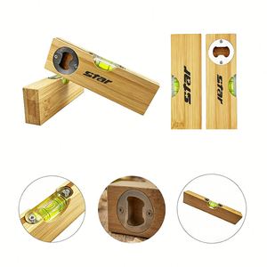 Sacacorchos y abridor de botellas de cerveza multifunción de bambú personalizado al por mayor con medidor de nivel para el hogar - Product Image 3