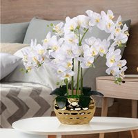 Plante d'orchidée artificielle dans un pot doré, arrangement floral pour le Nouvel An chinois et la rentrée scolaire, extérieur, 60 cm