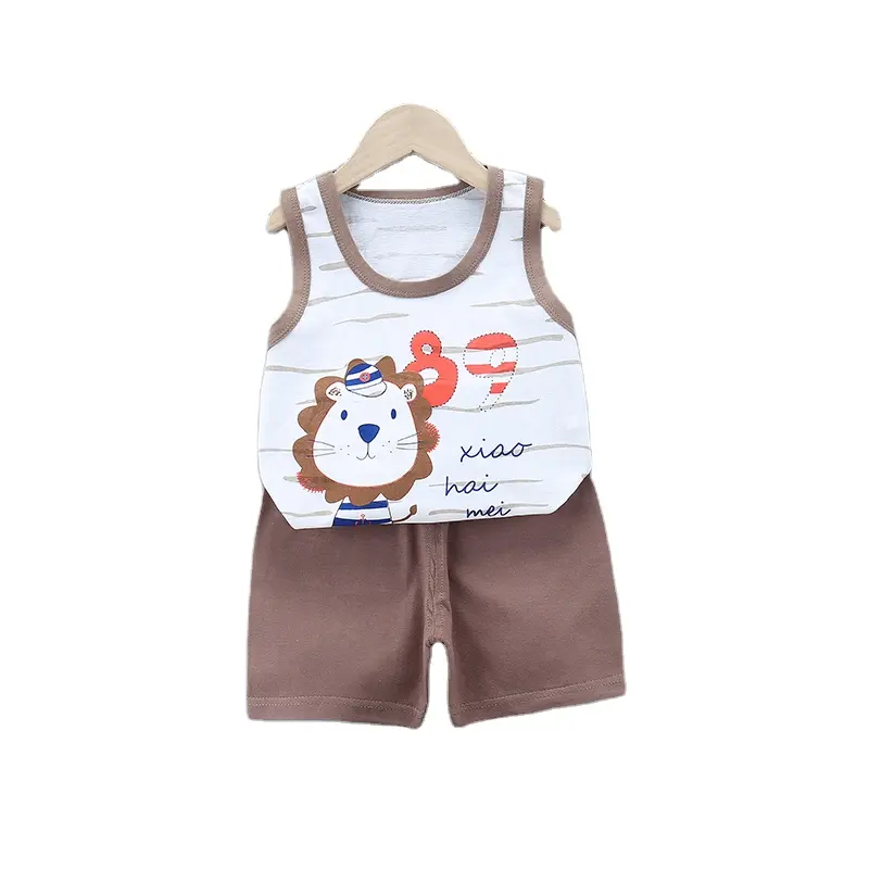 Newborn Kids Baby Boy Clothes Set Black Clothing Sleeveless Pocket Tops Vest Shorts Casual Cotton Outfits