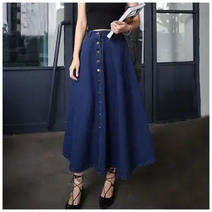 Wholesale Fashion Casual High Waist Jeans Skirts Plus Size Long A Line Denim Skirts For Women