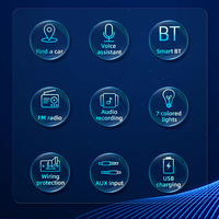 Lecteur MP3 de voiture 1 DIN avec application de localisation de voiture, assistant vocal, radio FM, USB/TF/AUX, enregistrement audio, lumière 7 couleurs, stéréo universel