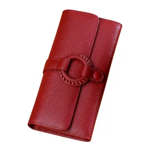 Cartera de cuero genuino de buena calidad para mujeres coreanas