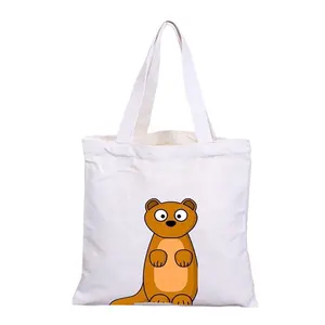 Reversible Digital Print Children Kids Diy Cute Cartoon Floral Duck Cat Owl Unicorn Christmas Gift Cloth Canvas Tote Bag