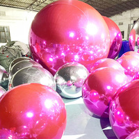 Boule géante gonflable Disco rose Boule hermétique Grosses boules brillantes Grande boule miroir suspendue Ballon miroir irisé pour fête mariage