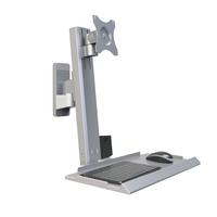 Support mural pour poste de travail en alliage d'aluminium Meisonic T8-MA00KB, bras inclinable à 90 degrés, rotation à 360 degrés pour écrans de 15 à 32 pouces