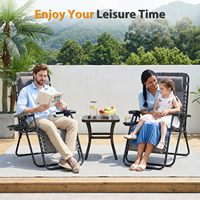Sillas Reclinables Plegables Portátiles Grises con Almohada Ajustable, Portavasos de Malla y Bandejas, Silla para Jardín y Patio
