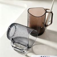 Gobelet à bain de bouche en verre transparent multicolore avec poignée, épaissi et antidérapant, pour le rinçage des brosses à dents, idéal pour la salle de bain et l'usage quotidien familial