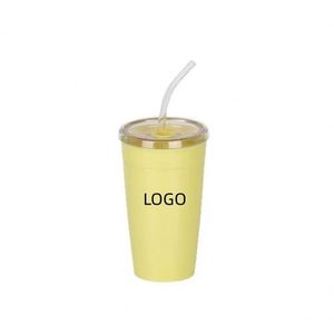 Nuevo Vaso Portátil para Beber Jugo de 450 ml, Libre de BPA, Reutilizable, de Plástico para Viaje, con Pajita y Tapa - Product Image 3