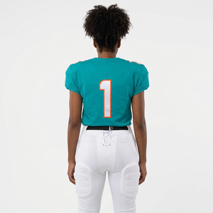 Men's American Football Jersey V-Neck Short Sleeve Moisture Wicking 100% Polyester Uniform Set with Number 1 Front Print - Product Image 4