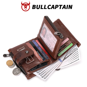 Portefeuille pour homme BULLCAPTAIN avec chaîne, en cuir véritable, blocage RFID, double fermeture éclair, poche à monnaie avec chaîne antivol - Product Image 4