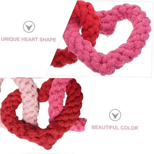 Прочная хлопковая веревка, игрушка для жевания собак, новый дизайн, цепочка сердца для чистки зубов, устойчивый стиль, милая форма костей, День святого Валентина - Product Image 3