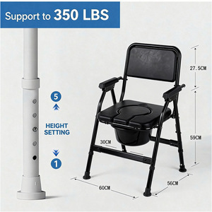 <b>Commode</b> Chair For Elderly Adjustable Height Carbon Steel <b>Folding</b> Toilet Chair For Adults And Disabled 150KG Load Capacity - Product Image 3