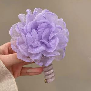 Ye Lan Phone Line Hairband Headrope Female <b>Bubble</b> Braid Braiding Ponytail Hair Ornament Flower Elastic Tie <b>Wedding</b> 10cm - Product Image 4