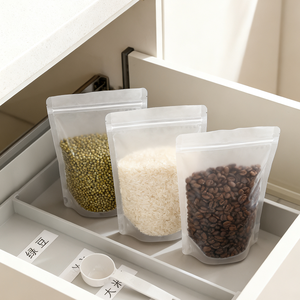 Thân thiện với môi doypack <span class=keywords><strong>Stand</strong></span>-Up <span class=keywords><strong>Pouch</strong></span> Frosted nhựa trong suốt với dây kéo Nuts cho Snack & sushi bao bì Tear-notch tính năng - Product Image 1