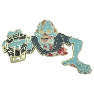 Personalize logo high quality metal grateful dead evil man Horror lapel pin big size movie badge