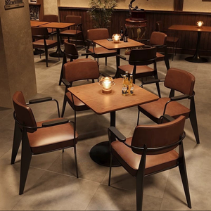 Meubles vintage haut de gamme pour bar et restaurant, ensemble de tables et de chaises pour café, pub, lieu commercial - Product Image 2