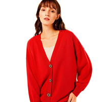 Cardigan en maille ample à col en V, manches classiques, pull oversize, vêtement d'extérieur anti-boulochage pour l'automne, vente en gros