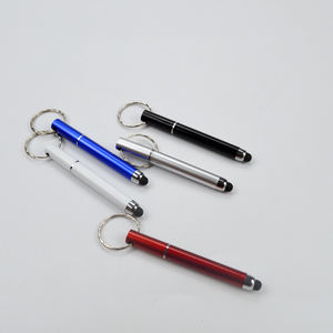 Özelleştirilmiş dayanıklı siyah anahtarlık Mini katı renk silikon Metal akıllı telefon ekran tükenmez kalem Stylus kalem - Product Image 4