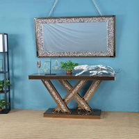 Nouveau design moderne Table de couloir en MDF Table d'appoint murale décorative avec miroir Console diamantée pour entrée ou mobilier de salon