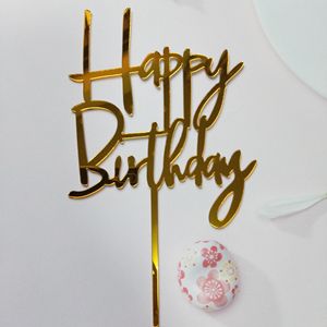 Décoration de gâteau en acrylique doré, cupcake, joyeux anniversaire, dessert, décoration de gâteau - Product Image 2