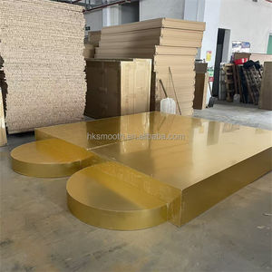 Plateforme de scène de danse en acrylique pour mariage, nouvelle conception d'usine, lisse, dorée, rectangulaire, en PVC, avec marche - Product Image 2