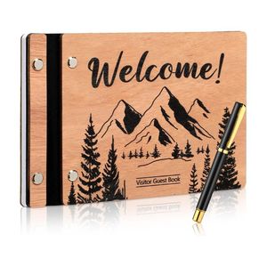 Venta al por mayor de letrero de madera para Quinceañera funeral, planificador ecológico, diario, cubierta de lino, <span class=keywords><strong>libro</strong></span> de notas, <span class=keywords><strong>libro</strong></span> de invitados de boda, árbol para evento - Product Image 3