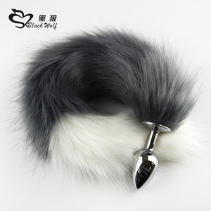 Black Wolf Fox <b>Tail</b> Metal Anal <b>Plug</b> Black Adult Stimulation Toy - Product Image 1