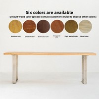 Table rectangulaire en bois massif avec pieds en acier inoxydable de style minimaliste moderne (pour bureau ou salle à manger)