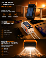 Batterie solaire portable HYTO Outdoor 100000mah, charge rapide PD 22.5W, Powerbank 50000mah, chargeur portable avec lumière LED, câble intégré