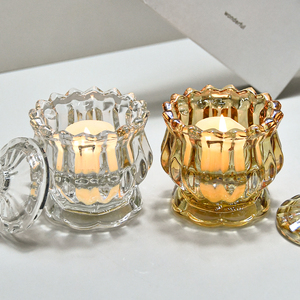 150ml Lotus hình nến kẹo <span class=keywords><strong>Jar</strong></span> với nắp thủy tinh bán buôn chất lượng hàng đầu kính đường nồi kẹo lọ thủy tinh rõ ràng <span class=keywords><strong>Jar</strong></span> - Product Image 5