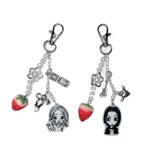 Y2K ánh sáng Châu Á gió Anime cô gái với dâu tây cung Acrylic Keychain và chuỗi điện thoại vật liệu kim loại đóng gói - Product Image 1