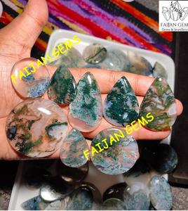 Moss Agate Gemstone Cabochon Poli Mix Shape Toutes Tailles Crystal Cabochon Pour Bijoux Pendentif Making Gemstone - Product Image 4