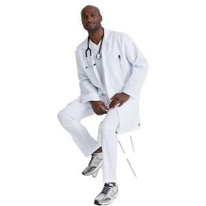 Bata de laboratorio desechable personalizable de alta calidad, bata de punto estampada para hombres, uniformes de personal médico OEM para médicos y hospitales - Product Image 2
