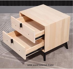 Tables de chevet, table de chevet avec 2 tiroirs en bois, table de chevet avec pieds en forme de U, table de chevet simple - Product Image 5
