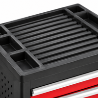 Armoire à outils mobile à 6 tiroirs avec plateau supérieur à lattes et panneau latéral perforé, coffre verrouillable pour garage