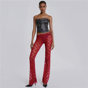 New Chic 2024 diseño de encaje con capucha Sexy vestido sin espalda Top a juego cintura alta pantalones de pierna recta conjunto de dos piezas ropa de fiesta de graduación - Product Image 3