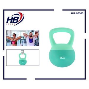 6kg Two-Color PVC <b>Kettlebell</b> in Green Dual-Color Design for Enhanced Visual Appeal - Product Image 3