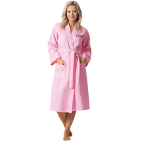 Bata de baño con gofres y logotipo personalizado para hombre y mujer, blanco, rosa, Amarillo, Azul, 100% algodón, salón de belleza, Hotel, Spa
