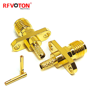 Fabrika kaynağı altın kaplama Sma kadın Jack Hembra 2 delik flanş paneli Rg316 vida Rf koaksiyel koaksiyel konnektör Rohs stokta bakır - Product Image 5