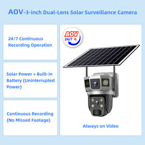 Caméra solaire CCTV extérieure V380Pro 8W avec batterie 8000 mAh, réseau 4G, carte SIM, PIR, PTZ, double objectif, 3 écrans - Product Image 3