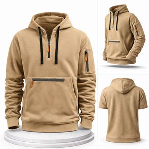 Fabricantes de Ropa, Sudadera Personalizada para Hombre, Estilo Urbano, con Cierre de Cremallera, Forro Polar de Poliéster, Cálida, Táctica, para Exteriores, OEM - Product Image 2