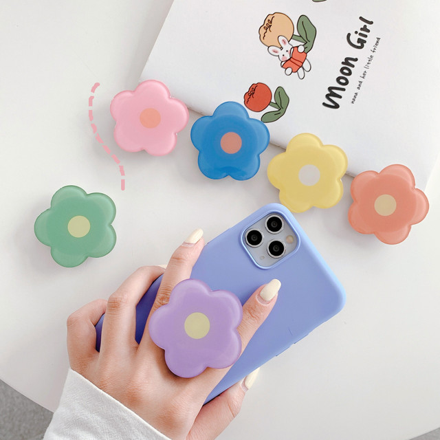 Cute Flower Foldable Expandable Finger Ring Mobile Phone Grip Holder Stand Socket Pocket for IPhone 16 15 samsung Bracket Mount