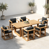 Ensemble de meubles de jardin en teck pour patio, table et chaises de salle à manger d'extérieur pour hôtel, meubles de patio pour villa, meubles d'extérieur pour restaurant