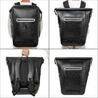 Sac à dos étanche à fermeture roll-top 35L en PVC avec fermeture éclair frontale élastique pour kayak, camping, pêche, activités de plein air, sac de rangement flottant