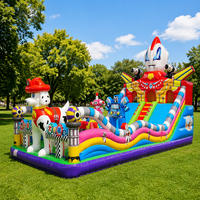 Château gonflable et structure de jeu avec toboggan, blocs de construction écologiques, garantie de 3 ans, souffleur inclus pour enfants et adultes