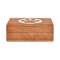 Urne funéraire en bois pour animaux de compagnie, boîte de rangement pour cendres en bois massif avec gravure de patte, pour la collection de poils et les fournitures funéraires pour animaux.