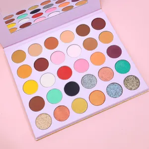 Paleta de sombras para os olhos com logotipo personalizado à prova d'água 30 cores nude fosco vegano de alto pigmento paleta de sombras para os olhos de marca própria