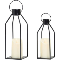 Candelabro Grande Moderno Negro, Decoración Rústica, Portavelas, Portavelas de Jarra, Portavelas de Palo con Vela LED