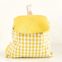 Sac à dos scolaire en toile personnalisé pour enfants, avec logo et nom, motif Gingham, pour livres